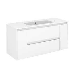 Ambra 47.5 in. W x 18.1 in. D x 22.3 in. H Bathroom Vanity Unit in Gloss White with Vanity Top and Basin in White