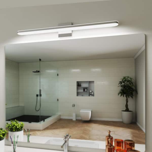 32 in. 1-Light Chrome LED Dimmable Bathroom Vanity Light Over Mirror Wall Fixture