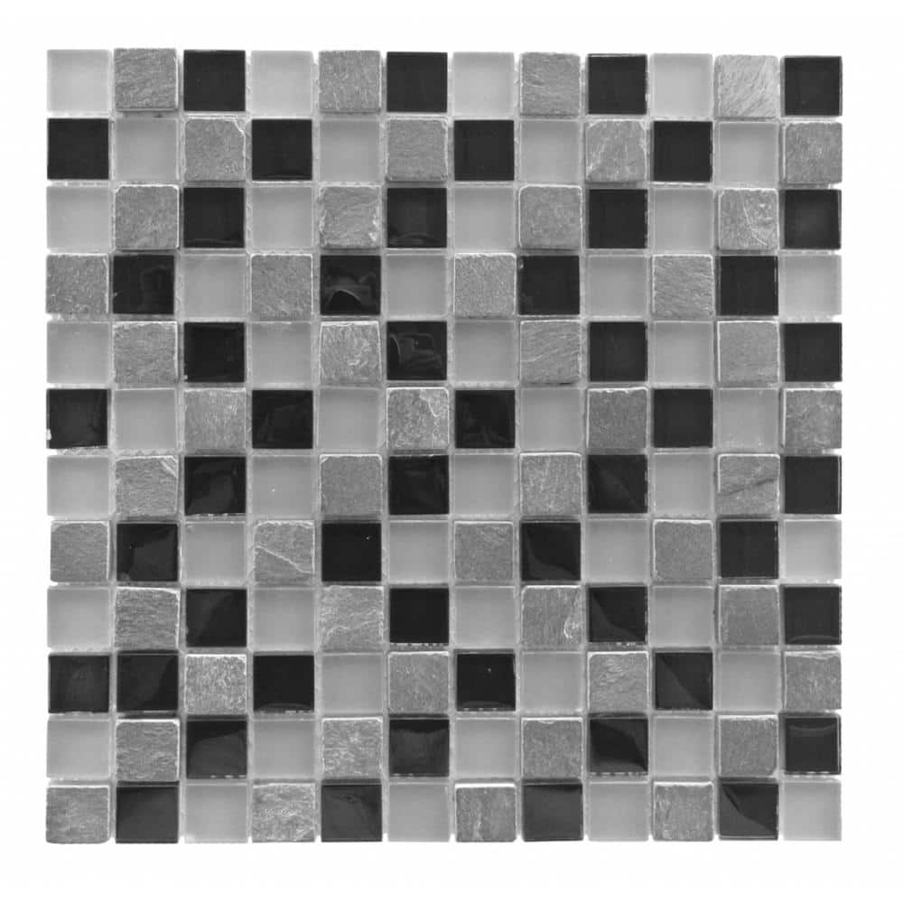 Mineral Gray Black 12 in. x 12 in. Square Glass and Stone Mosaic Wall Tile (11 sq.ft/Case) price history on PriceWatchPro