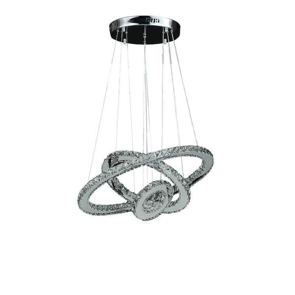 11.8 in. To 47.2 in. In Adjustable Height Eira Small Triple Hoop Modern Crystal Stainless