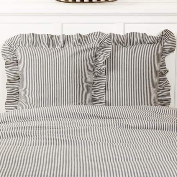 Farmhouse Ticking Gray Fabric Euro Sham