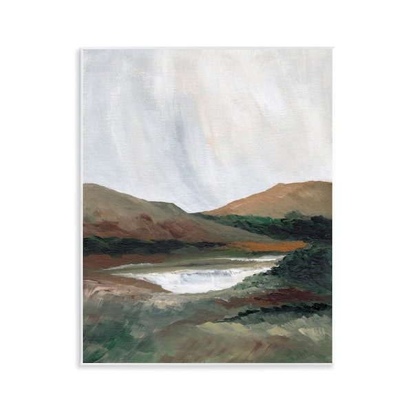 Stupell Industries Two Mountains with Pond by Nikita Jariwala Unframed Nature Graphic Art Print 14 in. x 11 in.