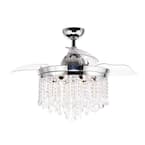 Mateo 42 in. Indoor Chrome Downrod Mount Retractable Chandelier Ceiling Fan with Light and Remote Control
