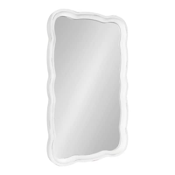 Kate and Laurel Hatherleigh 38 in. x 23 in. Classic Irregular Framed White Wall Accent Mirror
