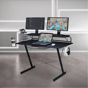 47.25 in. Rectangular Black Computer Desk with Keyboard Tray