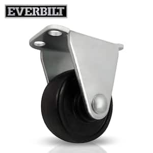 1-1/2 in. Black Soft Rubber and Steel Rigid Plate Caster with 40 lb. Load Rating