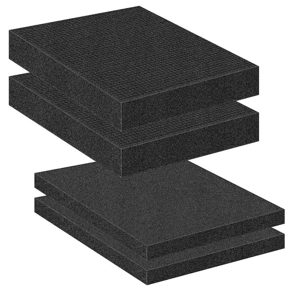 Unbranded Pick and Pluck Foam Sheets 4 Pcs, 2 Sizes, Polyurethane Inserts, Pre-Cut Design for Camera, Tool Box, Storage, Black