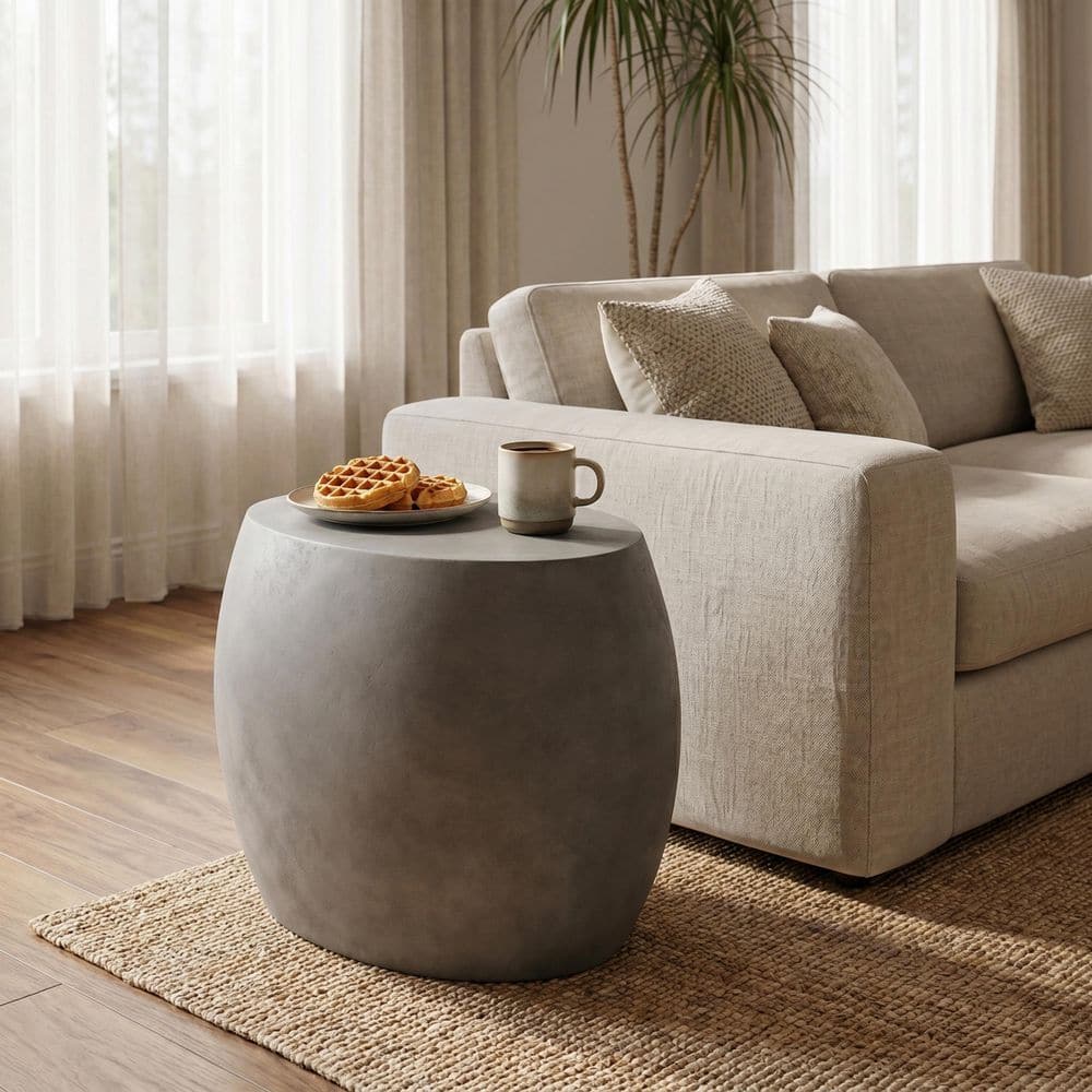 Modern Charcoal Indoor/Outdoor Oval MGO Concrete Patio Drum Side Table price history on PriceWatchPro