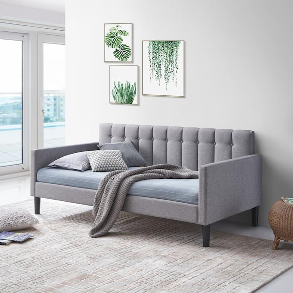 LuXeo Dana Twin Size Upholstered Gray Daybed