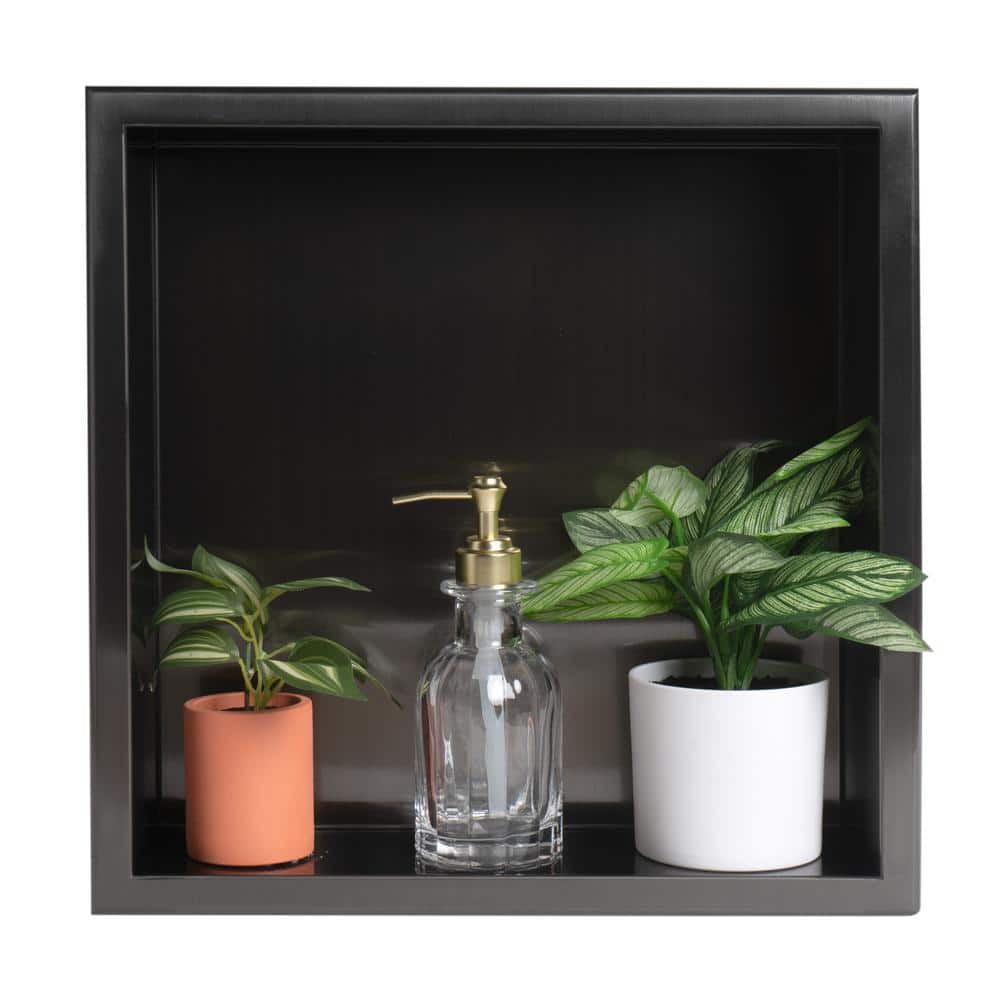 Brushed Black Stainless Steel Wall Mount Shower Niche