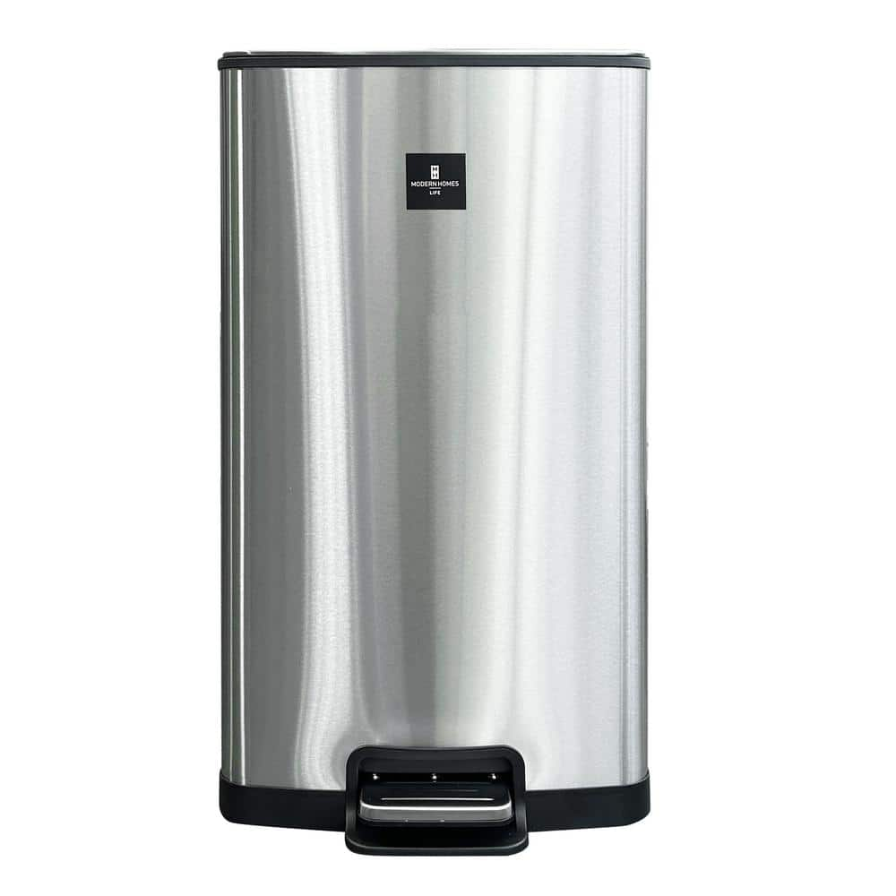 Modern Homes MH 10 5 Gal Stainless Steel Touchless Step On Metal Trash   Modern Homes Indoor Trash Cans 68198 64 1000 