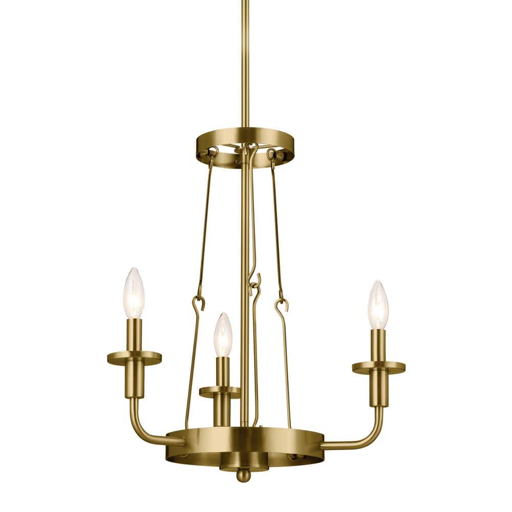 Natural Brass Mini Chandelier with Opal Glass Shades