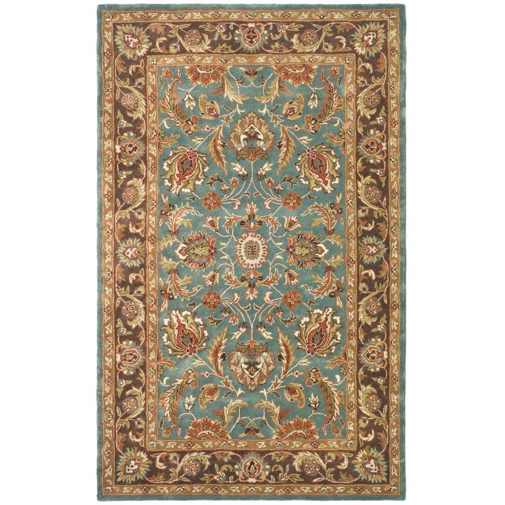 Brown Safavieh Heritage Collection HG812A Handmade Traditional Oriental Premium Wool Area Rug Blue 8' x 8' Square