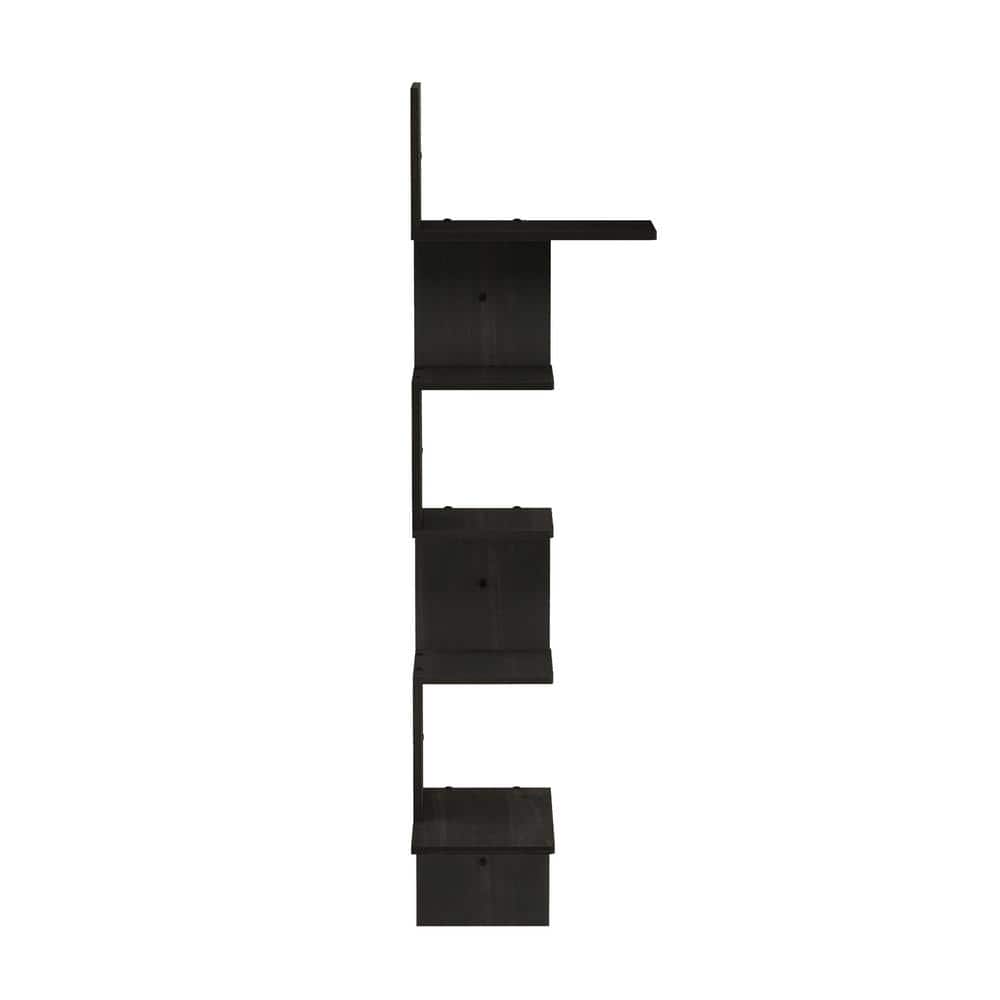 Espresso MDF Modern 5-Tier Floating Wall Shelf