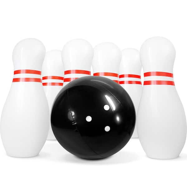Novelty Place One 18 in. Ball and Six 24 in. Pins Giant Inflatable Bowling Set for Kids and Adults