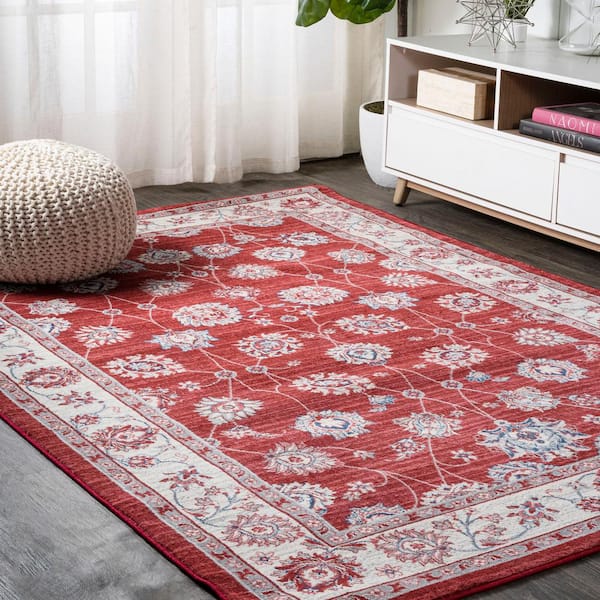JONATHAN Y Modern Persian Vintage Moroccan Traditional Red/Ivory 4 ft. x 6 ft. Area Rug