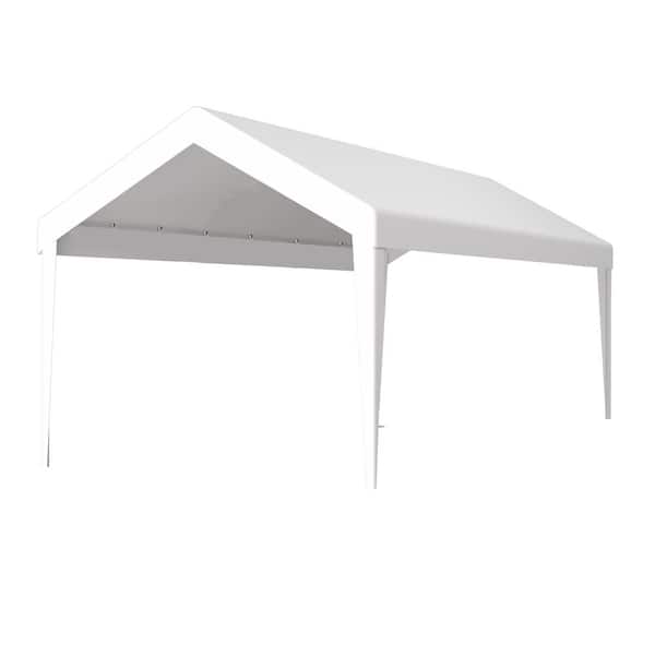 10 ft. W x 20 ft. D White Carport Replacement Canopy Cover, Waterproof UV Protected Tarp for Garage Shelter No Frame
