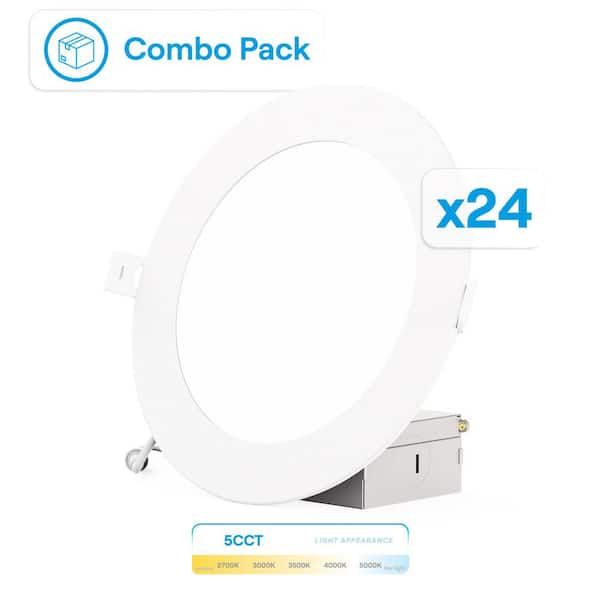 6 in. Adjustable White IC Rated New Construction Canless 85-Watt Equivalent Integrated LED Recessed Lighting Kit 24-Pack