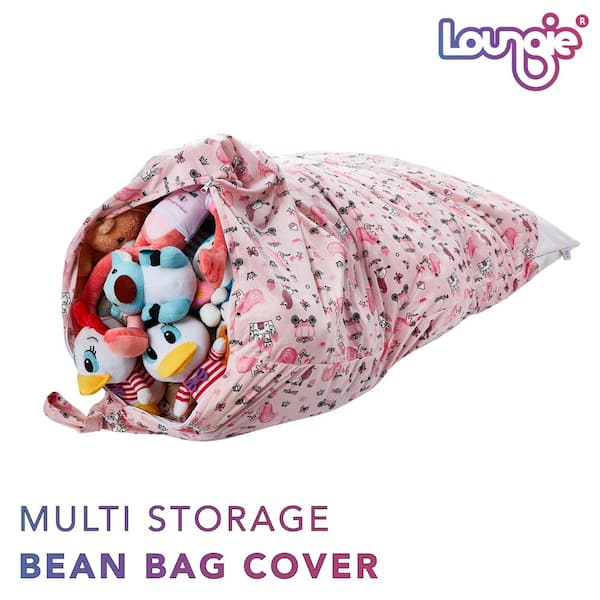 Loungie Princess Pink Bean Bag Covers Microfiber 55 in. x 35 in.