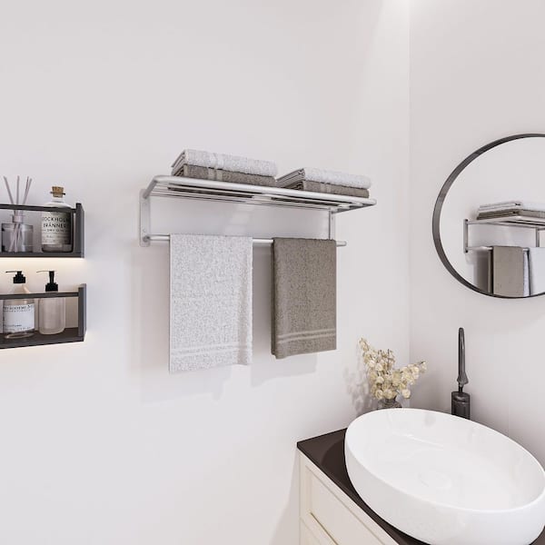 Aluminum Alloy 6-Bar Towel Rack Wall-Mounted 21.26 Inches Premium Towel Rack in Silver