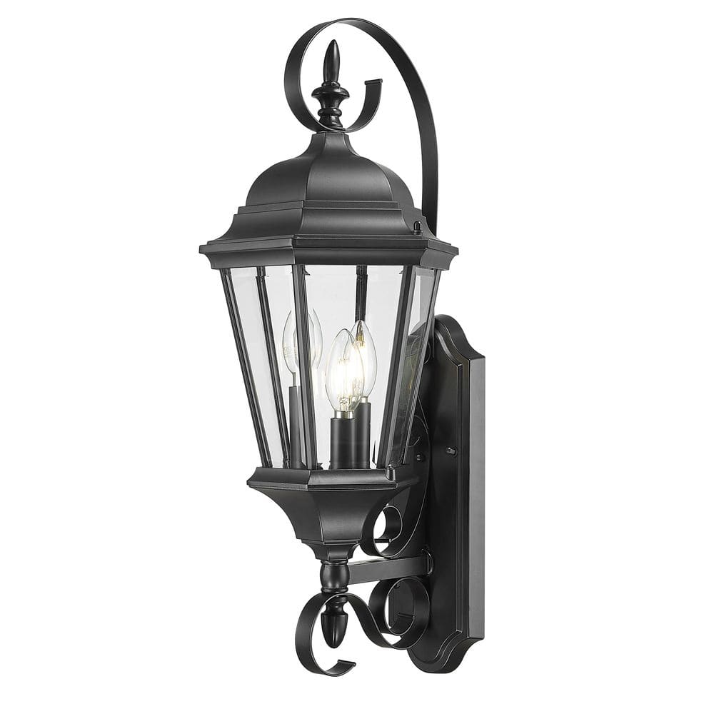 Matte Black Cast Aluminum 25" Outdoor Wall Lantern Sconce