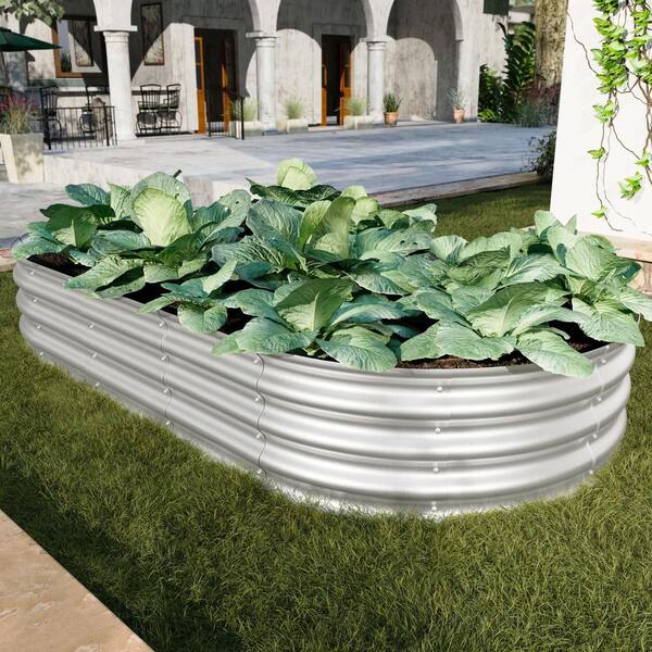 69 in. L x 39 in. x 12 in. Silver Metal Raised Garden Bed Kit