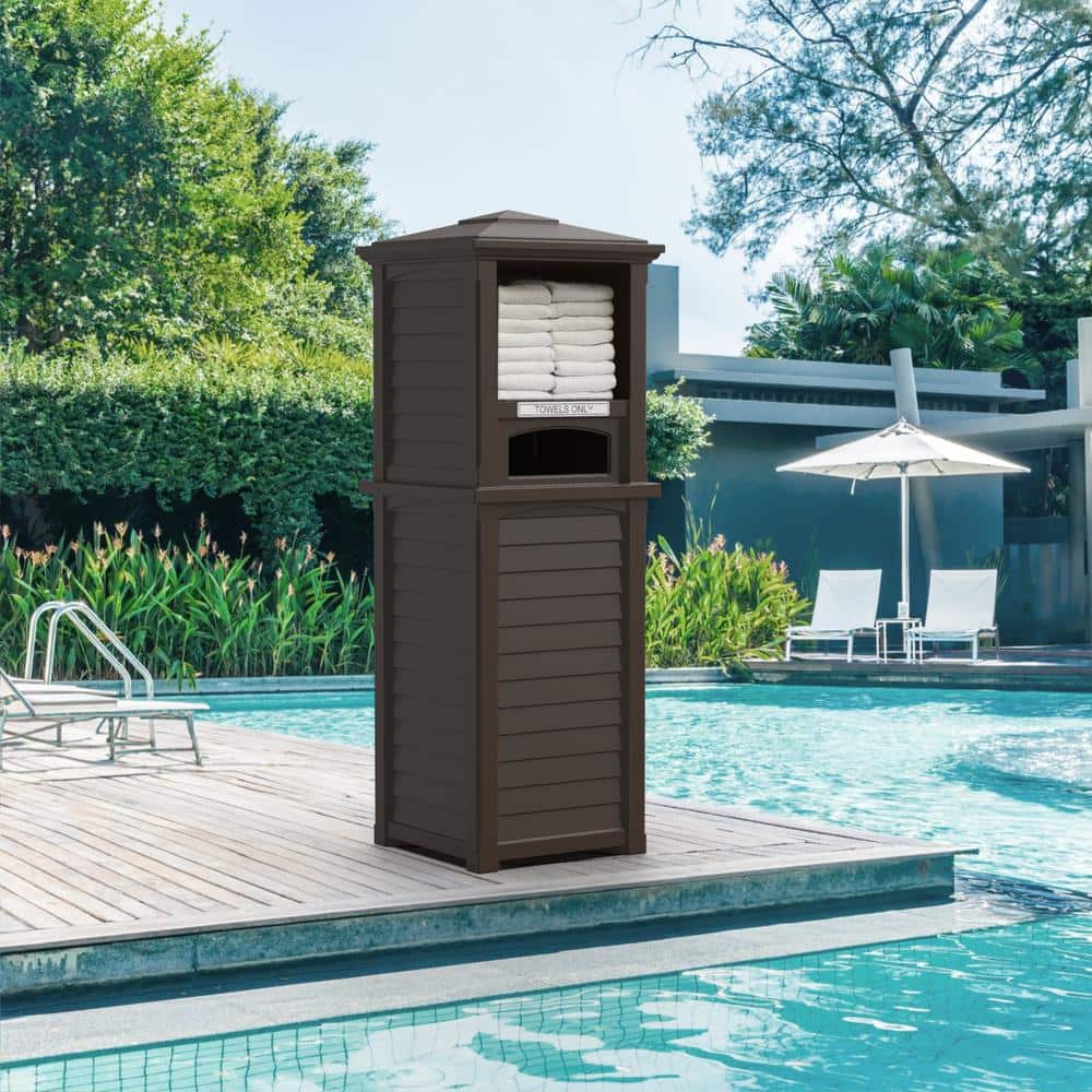 Espresso Polyethylene Freestanding Pool & Spa Towel Valet