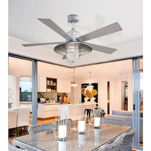 Rainman 54 in. LED Indoor/Outdoor Galvanized Ceiling Fan with Light and Wall Control