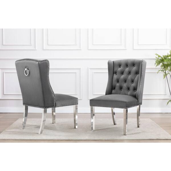 Abbey II Beige Velvet Dining Chair - Black Legs