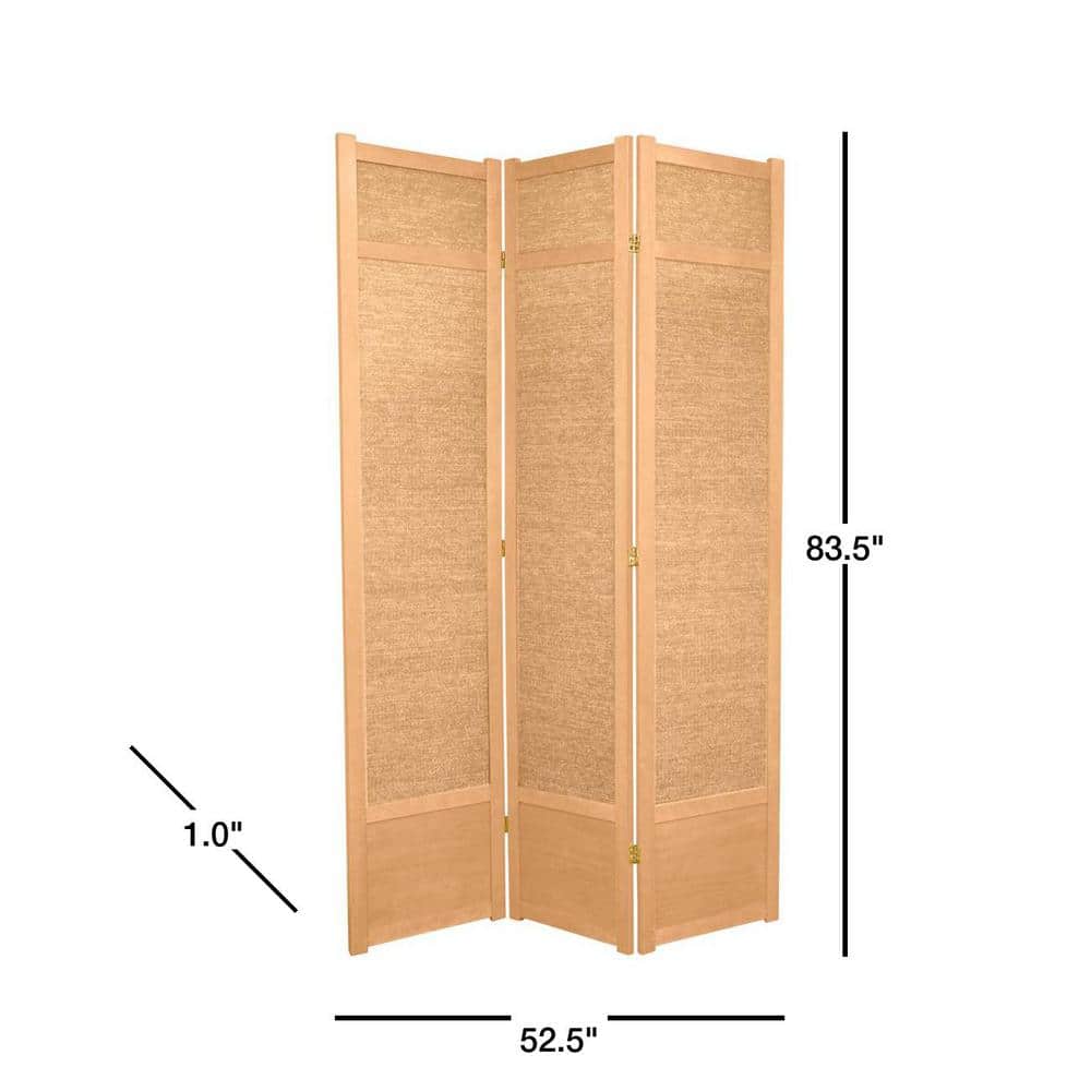 86" Natural Jute Shoji 3-Panel Room Divider