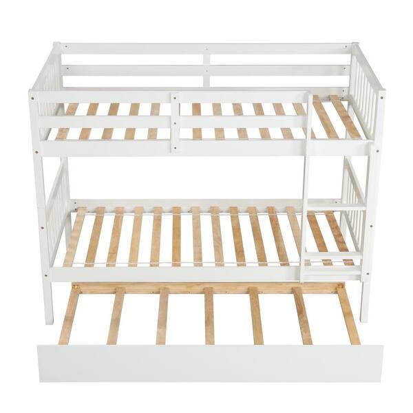 Utopia 4niture Quintin White Twin Over, Twin Bunk Beds With Trundle