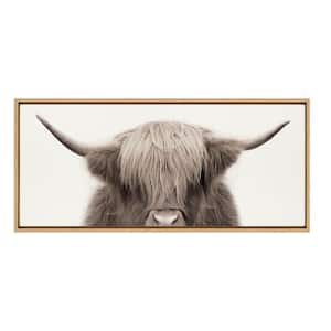 Hey Dude Highland Cow Color by The Creative Bunch Studio Framed Animal Canvas Wall Art Print 18.00 in. x 40.00 in.