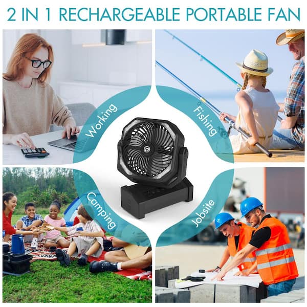 Panergy 20000mah Camping Fan With Led Light, Auto-oscillating Desk Fan With  Remote & Hook, Rechargeable Battery Operated Tent Fan - Army Green : Target