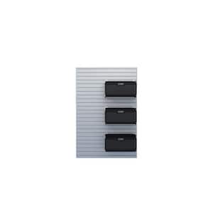 Modular Garage Wall Panel Set with Storage Bins in Silver