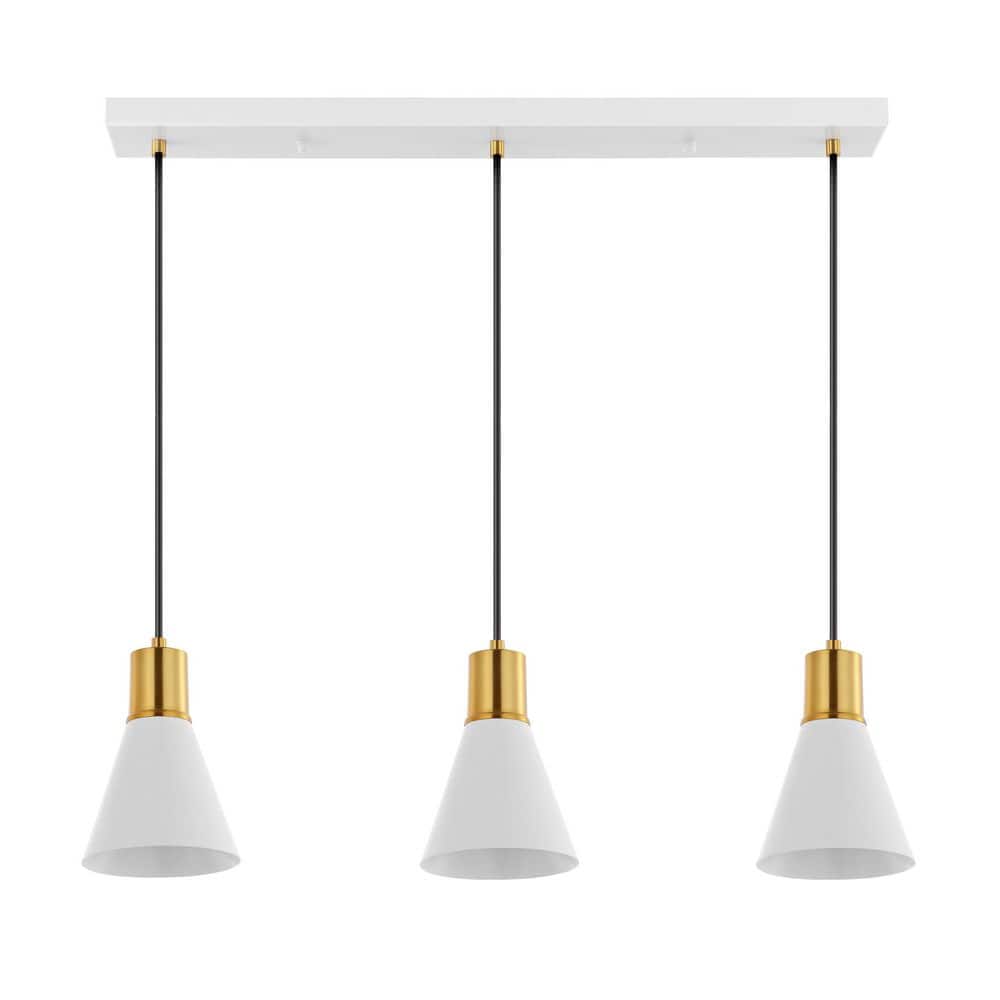 Apollo White and Brass Gold 33.5" Adjustable Linear LED Pendant