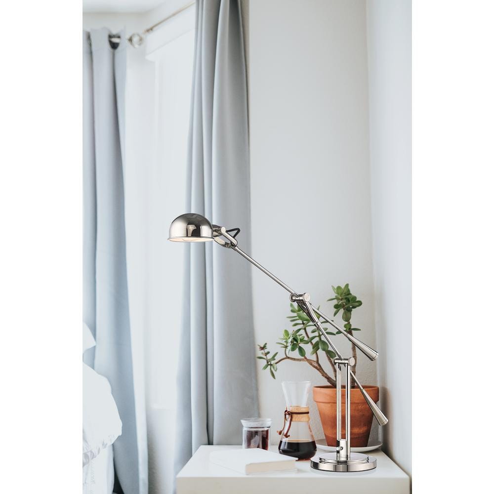 Adjustable Polished Nickel Modern Task Table Lamp