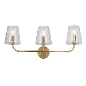 Eleanor 26 in. 3-Light Aged Brass Vanity Light with Clear Glass Shade