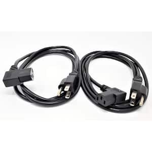 6 ft. UL Approved Right Angle AC Power Cord 18AWG/3 Conductors- Black (2 per Box)