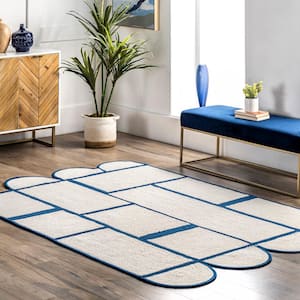 Jolynn Modern Braided Shapes Blue 5 ft. x 8 ft. Indoor/Outdoor Area Rug