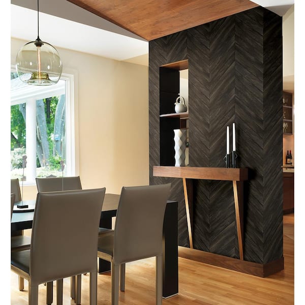 Parisian Dark Brown Parquet Paper Strippable Roll (Covers 56.4 sq. ft.)