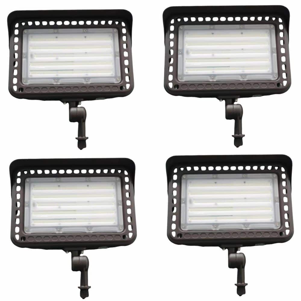 600-Watt Equivalent Bronze Outdoor 18,000 Lumens High Output Dusk-to-Dawn, Integrated LED Flood Light, 5000K, 4-Pack price history on PriceWatchPro