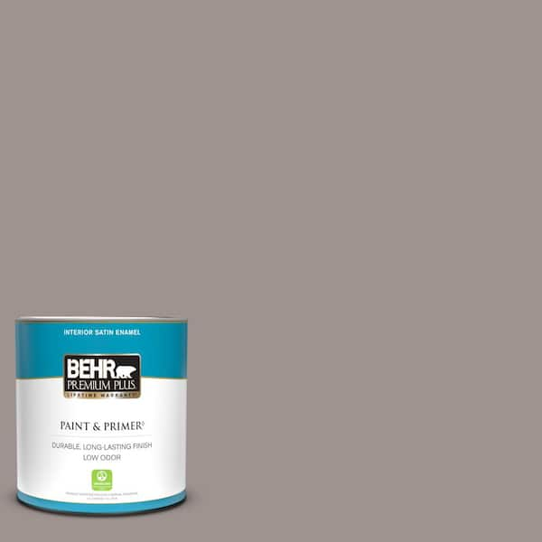 BEHR PREMIUM PLUS 1 qt. #N140-4 Tavern Taupe Satin Enamel Low Odor Interior Paint & Primer