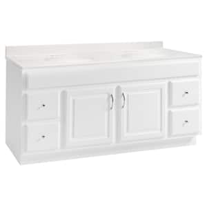 Concord Vanity in White with Cultured Marble Top, Fully Assembled, 60-Inch
