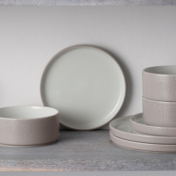 Colortex Stone Taupe 7.5 in. Porcelain Salad Plates, (Set of 4)