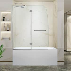 48 in. W x 58 in. H Frameless Pivot Bathtub Door in Polished Chrome with Clear Glass