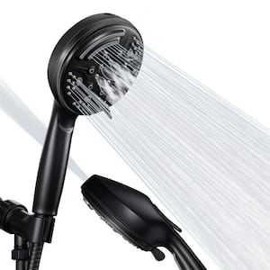 9-Spray Patterns with 2.5GPM 4.8 in. Wall Mount Fixed Shower Head in Matte Black