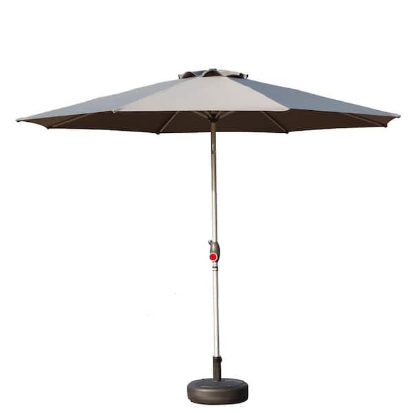 9 ft. Patio Umbrella, UV Protection Waterproof Market Sun Umbrella with Push Button Tilt and Crank, 8 Sturdy Ribs, Gray