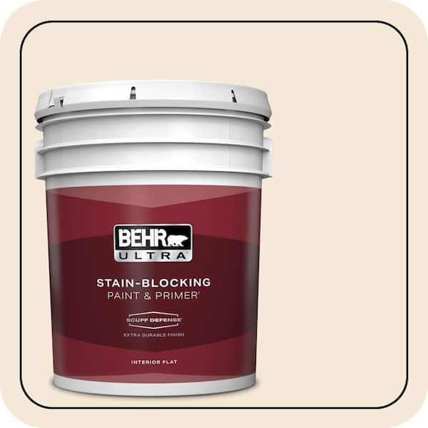 BEHR ULTRA 5 gal. #13 Cottage White Extra-Durable Flat Interior Paint & Primer
