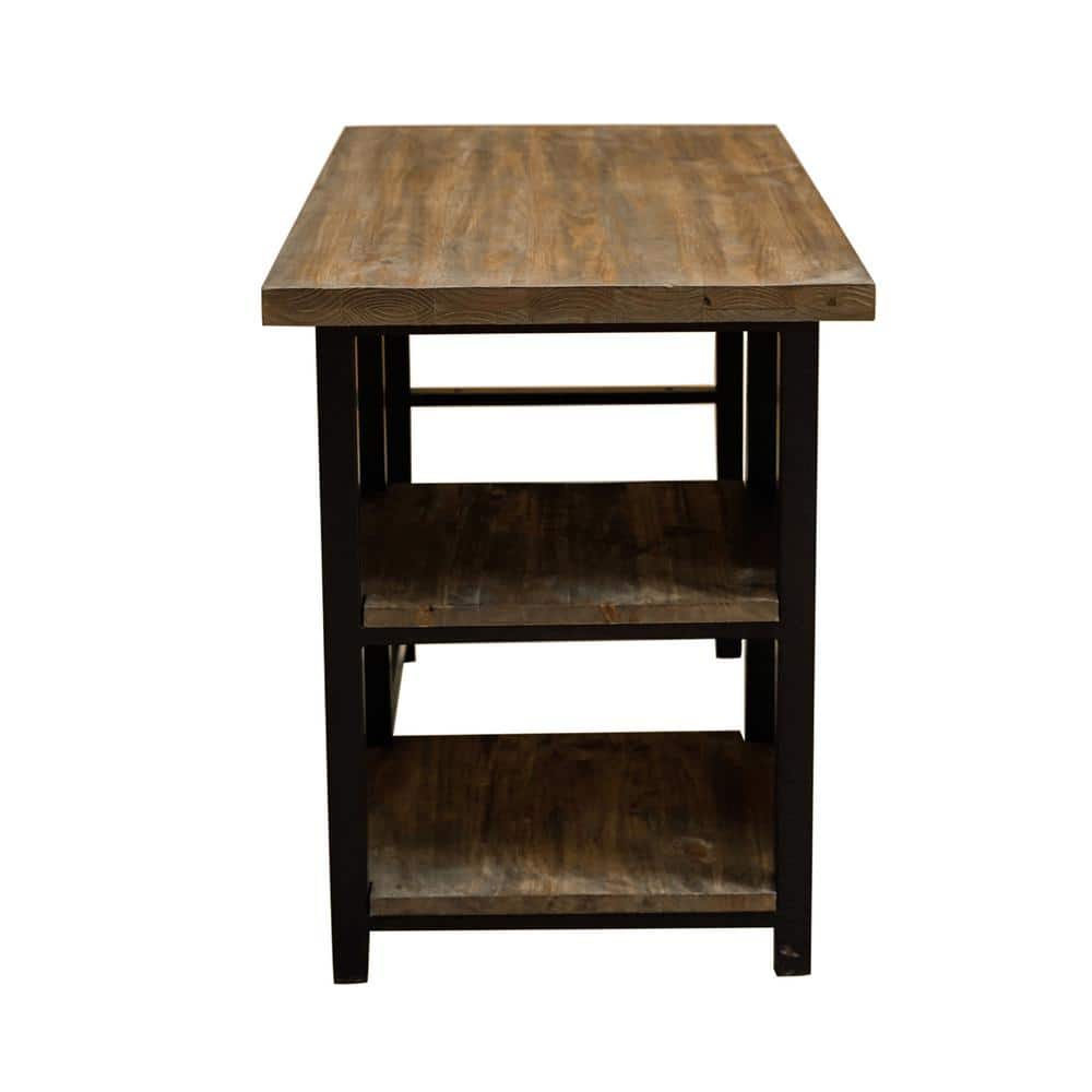 Pomona 48" Medium Brown Birch Wood Desk with Metal Legs