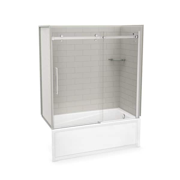 MAAX Utile Metro 30 in. x 59.8 in. x 81.4 in. Right Drain Alcove Bath and Shower Kit in Soft Grey with Chrome Door